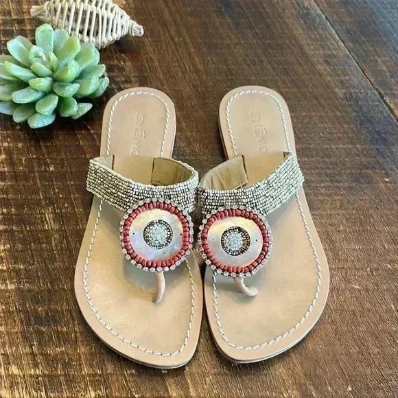 Skemo | Marquesa Coral, Beaded Flip Flop Sandals - Picture 1 of 4
